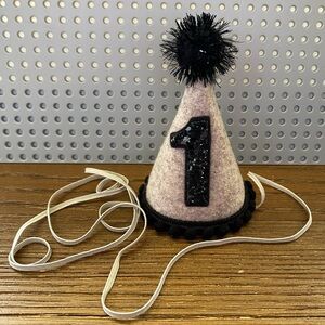 Little Blue Olive Birthday Party Hat - Black and Gray